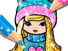 Girls Coloring Book Glitter